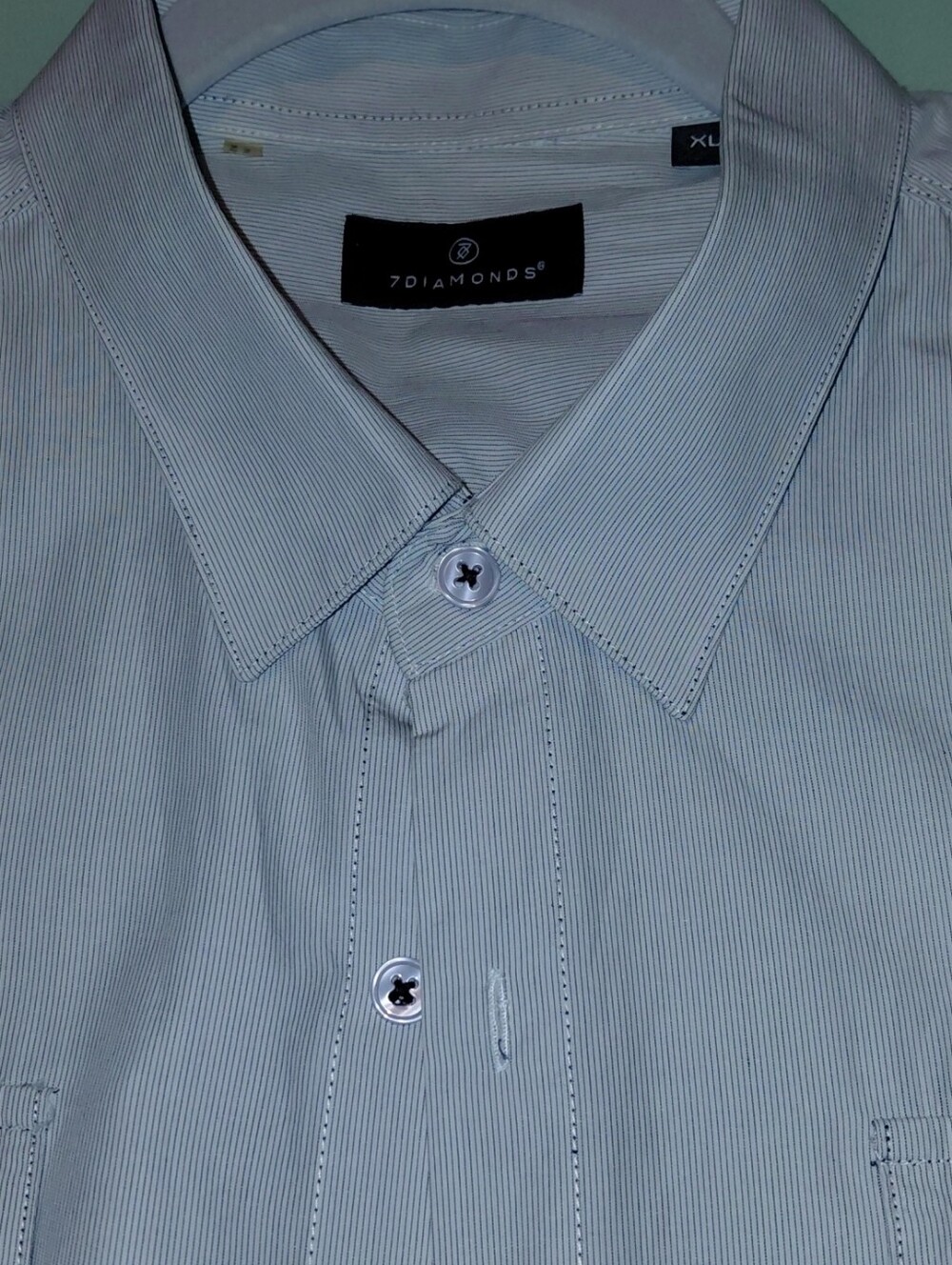 7 Diamonds Men's Pale Blue Micro-Striped Dress Shirt